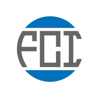 Beyaz arka planda FCI harf logosu tasarımı. FCI yaratıcı paraf dairesi logosu. FCI harf tasarımı.