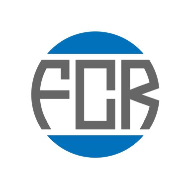 Beyaz arka planda FCR harf logosu tasarımı. FCR yaratıcı paraf dairesi logosu. FCR harf tasarımı.