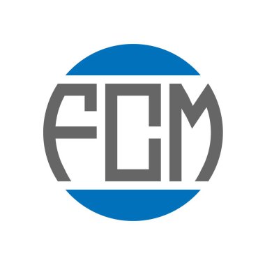 Beyaz arkaplanda FCM harf logosu tasarımı. FCM yaratıcı paraf dairesi logosu. FCM harf tasarımı.