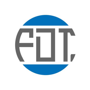 Beyaz arka planda FDT harf logosu tasarımı. FDT yaratıcı paraf daire logosu konsepti. FDT harf tasarımı.