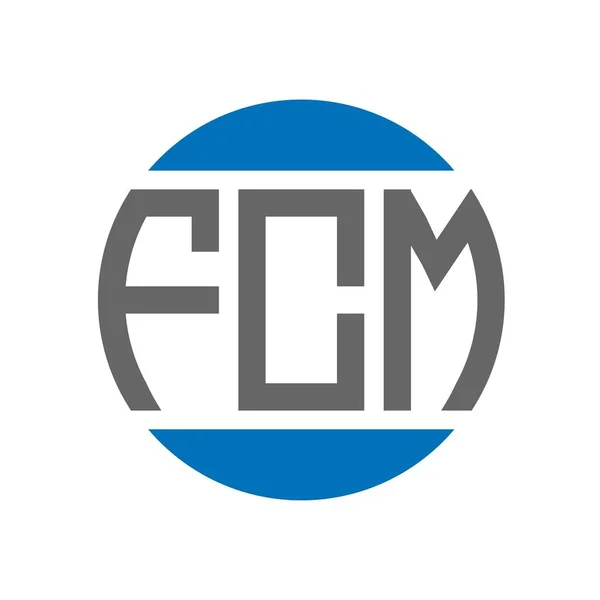 Fcm Logo Ontwerp Witte Achtergrond Fcm Creatieve Initialen Cirkel Logo — Stockvector