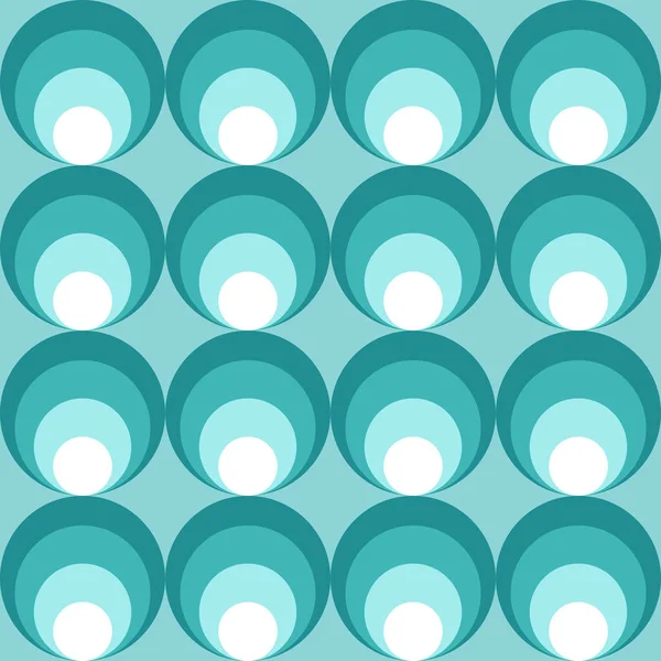 Retro Nahtlosen Kreis Fliesenmuster Blau Weißen Farben Meer Sommer Muster — Stockvektor