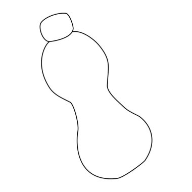 Bir şişe su silueti, düz biçim dış hat ikon vektör illüstrasyonu