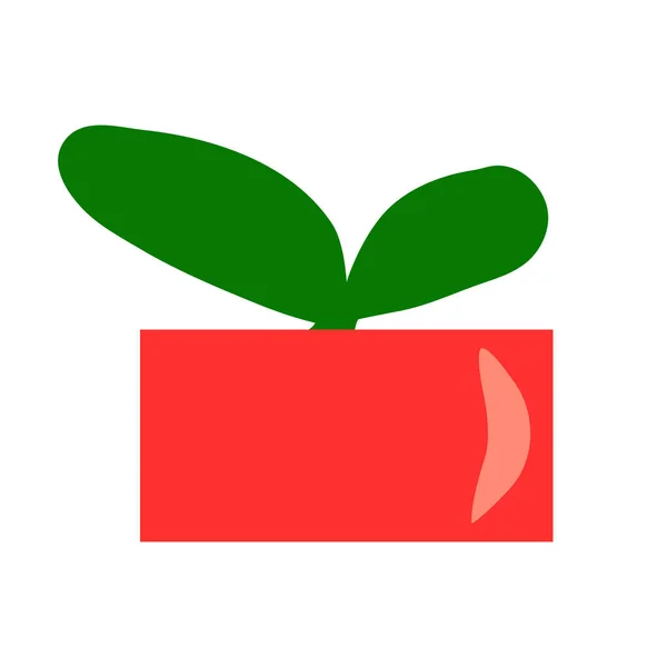 Abstract Green Home Plant Red Pot Flat Vector Illustration — Vetor de Stock