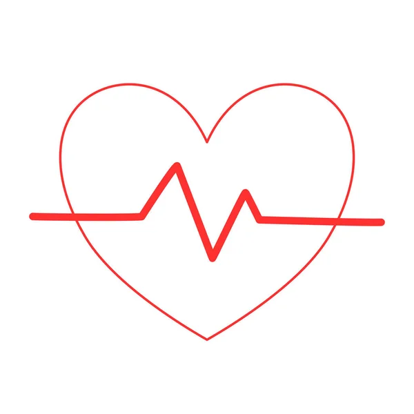 Medical Fitness Heartbeat Outline Sign White Background Flat Icon Web — Stock Vector