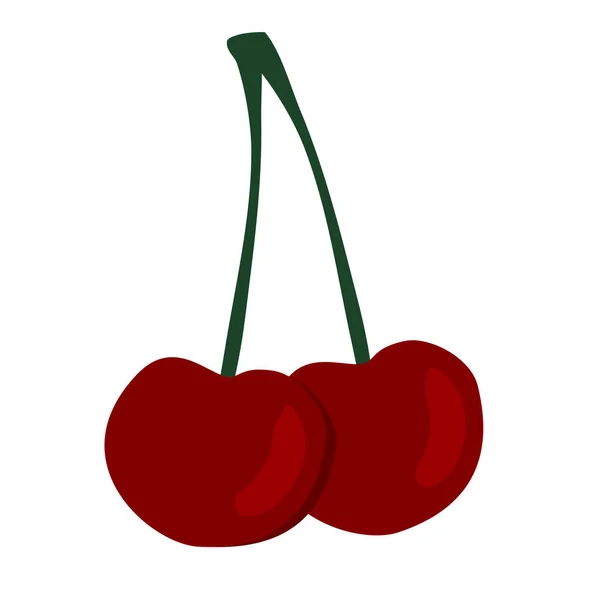 Simple Hand Drown Cherry Stem Isolated White Background Flat Doodle —  Vetores de Stock
