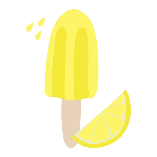Lemon Ice Cream Lollipop Popsicle Slice Lemon Drops Vector Illustration — ストックベクタ