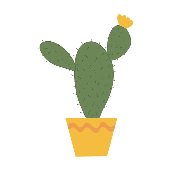 Cactus Angel wing with a flower in a pot, cartoon style flat vector illustration