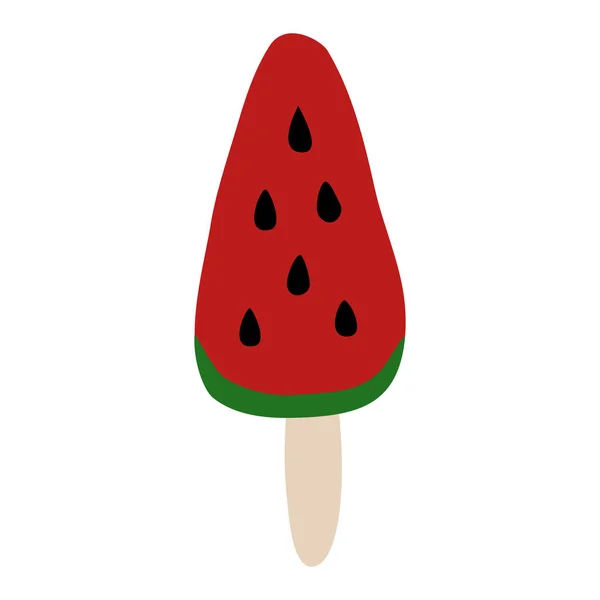 Watermelon Ice Cream Lollipop Popsicle Vector Illustration —  Vetores de Stock