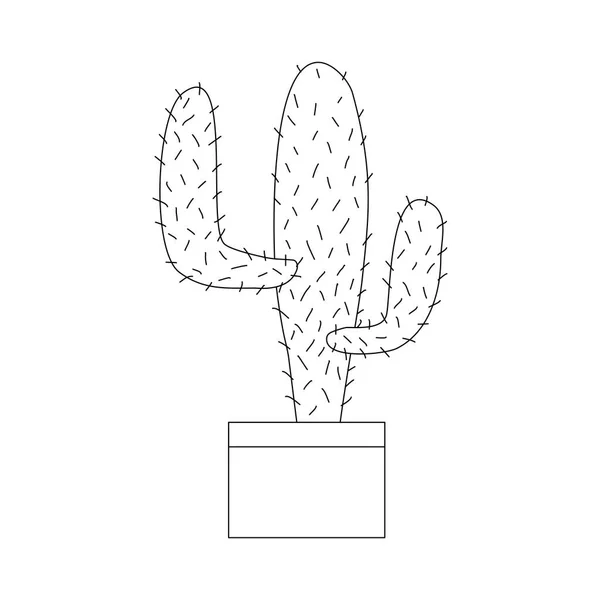 Saguaro Carnegiea Cactus Pot Flat Doodle Vector Outline Illustration — Vetor de Stock