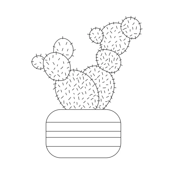 Индийский Фиговый Кактус Opuntia Ficus Indica Горшочке Рисунок Плоским Векторным — стоковый вектор