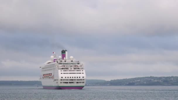 Cruise Liner Ship Starts Depart Port Cork Cobh Ireland July — Stok video