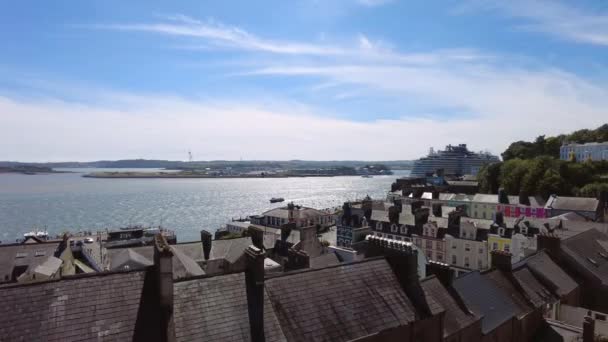 Вид Порт Корк Дома Городе Кобх Ирландия Высококачественные Кадры — стоковое видео