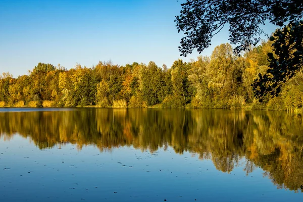 Egy Gyönyörű Kis Amit Oberwaldsee Nek Hívnak Németországban Ősszel Egy — Stock Fotó