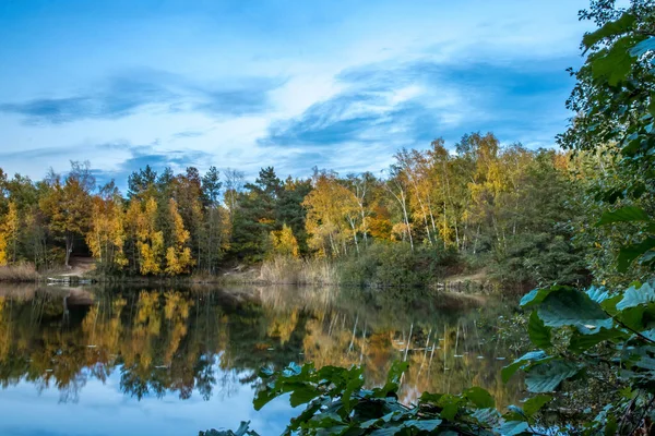 Beautiful Little Lake Called Oberwaldsee Germany Sunny Day Autumn Colorful — Stock Photo, Image