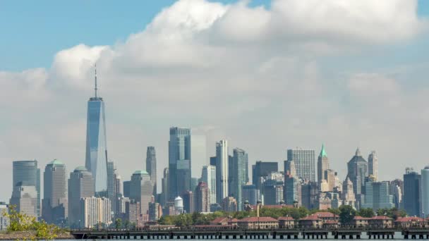 Időapse Manhattan Egy Sétány Előtérben Egy Napsütéses Napon Ősszel Látható — Stock videók