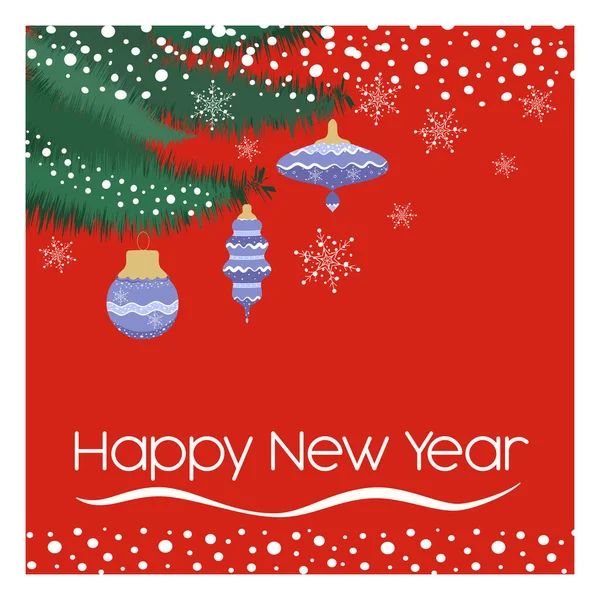 Noel kış şenliği kompozisyonu. Renkli Xmas arka plan gerçekçi el çizimi dekoratif nesneler, Noel baloları, karlı ağaçlar. - Mutlu yıllar. Vektör illüstrasyonu