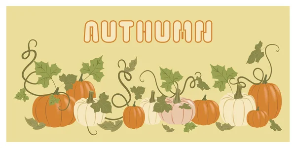 Happy Halloween Banner Party Invitation Background Bats Pumpkins Flat Style — Stockvektor