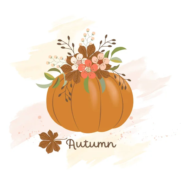 Trendy Autumn Fall Floral Square Templates Pumpkin Suitable Social Media — Stockvektor