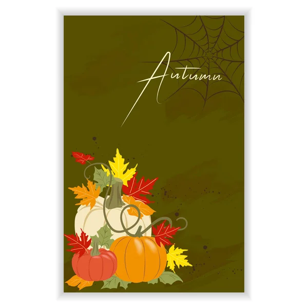 Trendige Herbst Herbst Dekorative Hintergründe Vorlagen Mit Farbigen Blättern Und — Stockvektor