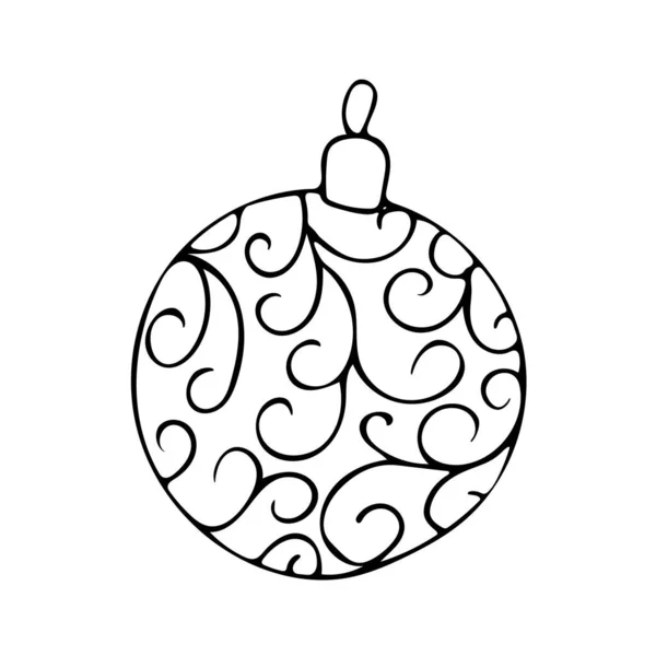 Bauble. Décoration de Noël. Illustration vectorielle dessinée main. Les grandes lignes. Doodle — Image vectorielle
