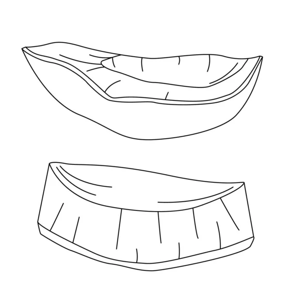 Kokosnoot snijlijn kunst. Hoofdlijnen. Vector, illustratie, geïsoleerd — Stockvector