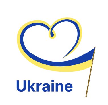 Ukrayna bayrağı, kalp şeklinde. Ukrayna 'ya sevgiler. Düz vektör