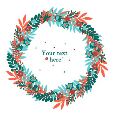 Çelenk. Çiçekli İskandinav karalama güz veya yapraklı yaz çelengi. İzole edilmiş