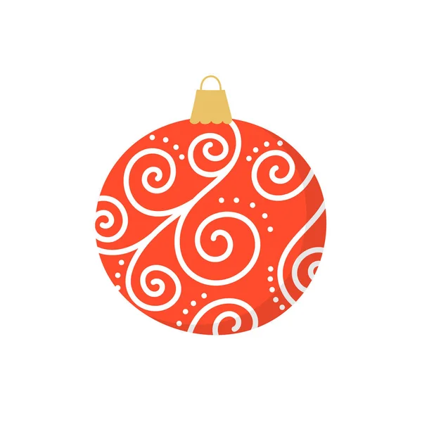 Weihnachtskugel mit weißem Ornament. Vorlage für winterliche Festgestaltung. — Stockvektor
