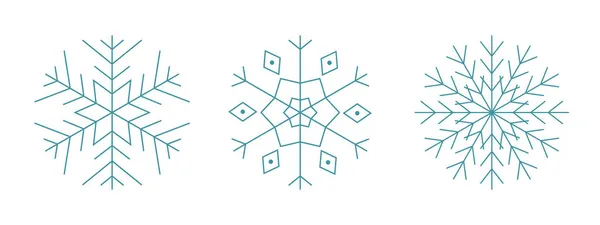 Ensemble de flocons de neige bleus. Icône logo design. Cristal de glace hiver symbole. Modèle pour la conception hivernale. — Image vectorielle