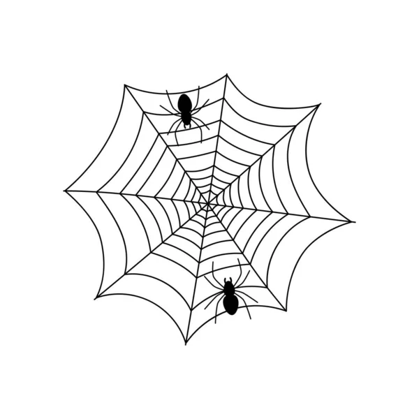 Spindelnät och spindlar. Traditionell Halloween symbol. — Stock vektor