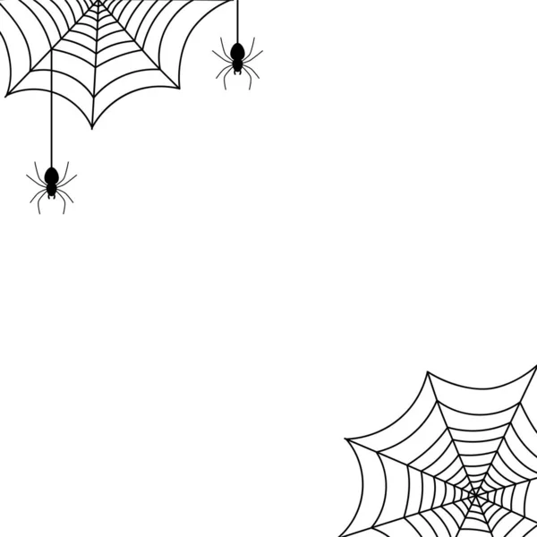 Quadro de teia de aranha com aranhas. Símbolo tradicional de Halloween. —  Vetores de Stock