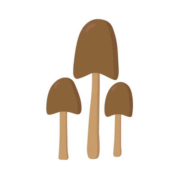 Set di funghi cartoon marroni. Stile Doodle. — Vettoriale Stock