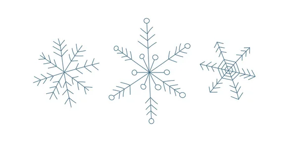 Set de copos de nieve de garabato azul. Diseño del logotipo del icono. Cristal de hielo símbolo de invierno. Plantilla para diseño de invierno. — Archivo Imágenes Vectoriales