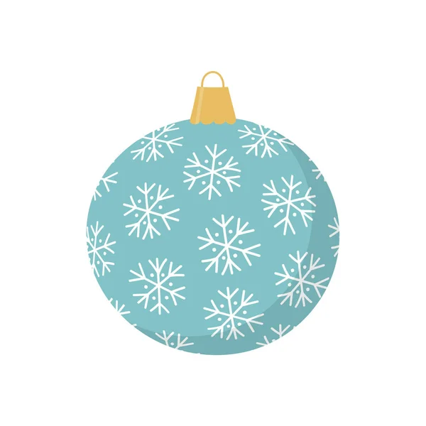 Blaue Weihnachtskugel mit weißen Schneeflocken. Vorlage für winterliche Festgestaltung. — Stockvektor
