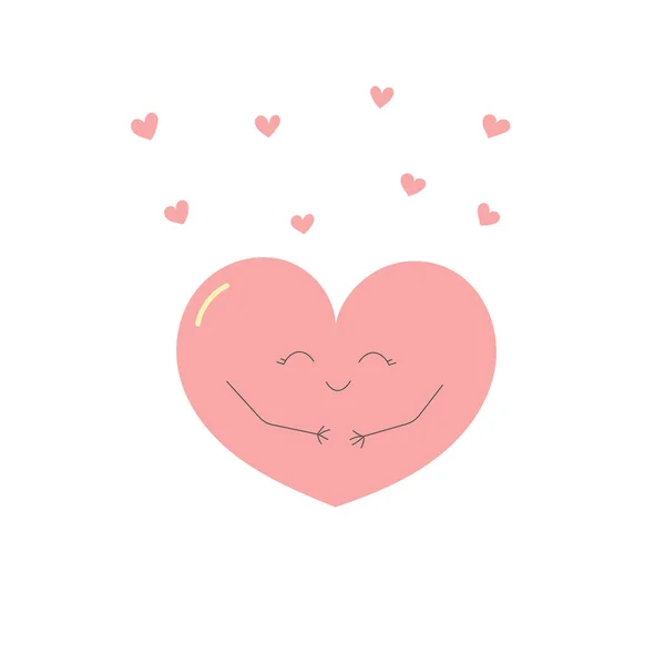 Lindo corazón sonriente con corazones. Plantilla para saludos y tarjetas de San Valentín, web, banner, póster, volante, folleto e impresión — Vector de stock