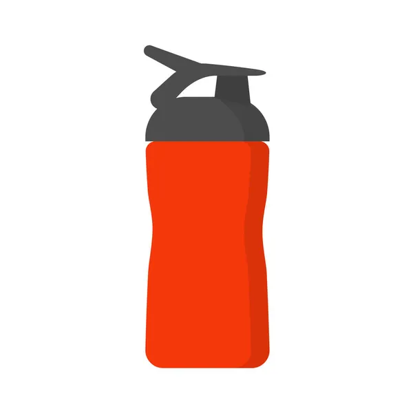 Красная Спортивная Бутылка Контейнерная Вода Плоском Стиле Спорта Фитнеса Изолированная — стоковый вектор