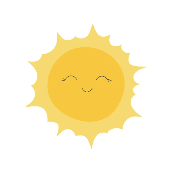 可爱的微笑的太阳 夏日阳光普照 清晨阳光普照 孤立的矢量说明 — 图库矢量图片
