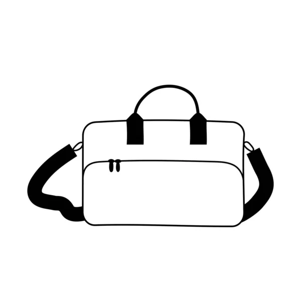 Line Art Handtasche Für Laptop Tasche Mit Tasche Doodle Stil — Stockvektor