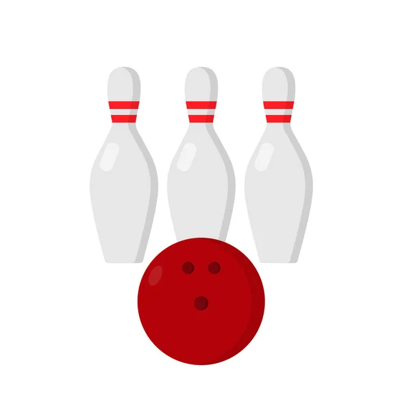Boule Bowling Colorée Épingles Conception Icône Plate Illustration Vectorielle Isolée — Image vectorielle