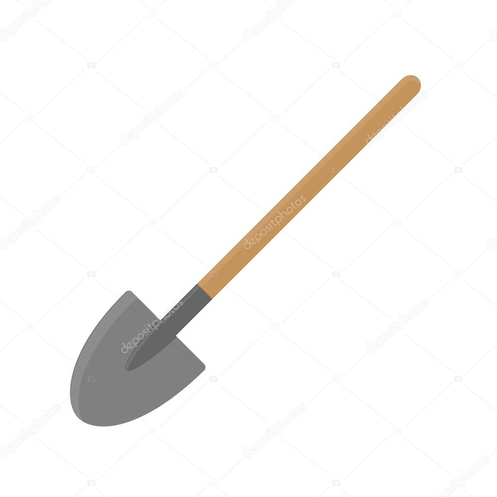 Garden spade, shovel. Tool for farming and gardening. Flat style. Isolated vector illustration 