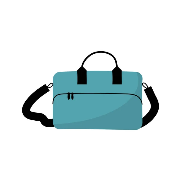 Blå Handväska För Laptop Väska Med Ficka Klotter Platt Stil — Stock vektor
