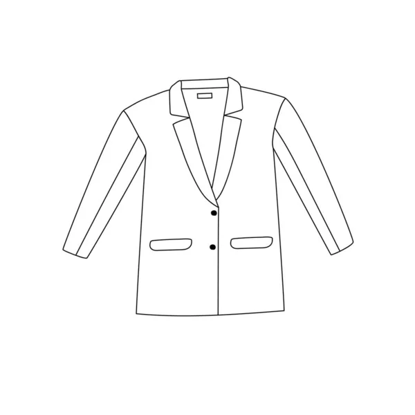 Line Art Rechte Vorm Longline Blazer Met Zakken Kraag Twee — Stockvector