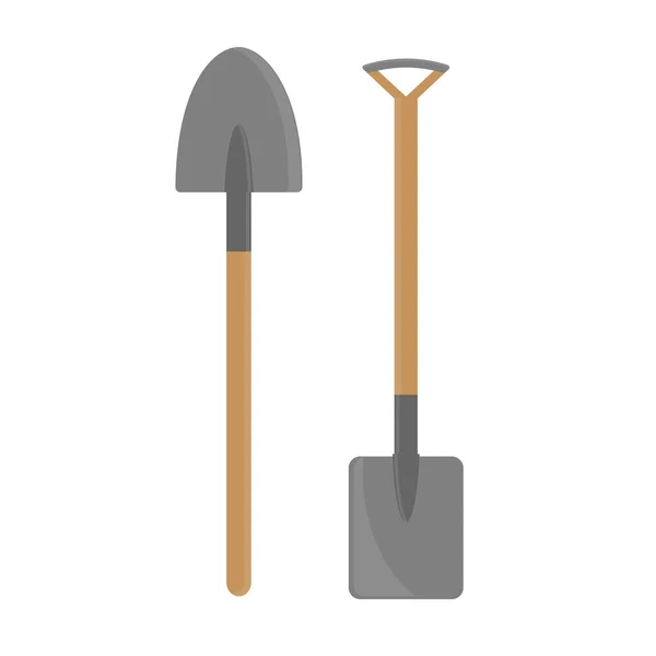 Set Garden Spade Shovel Tool Farming Gardening Flat Style Isolated — Stock Vector