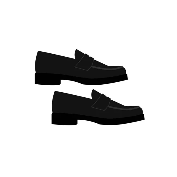 Par Sapatos Loafer Preto Moda Calçado Feminino Masculino Moderno Com — Vetor de Stock