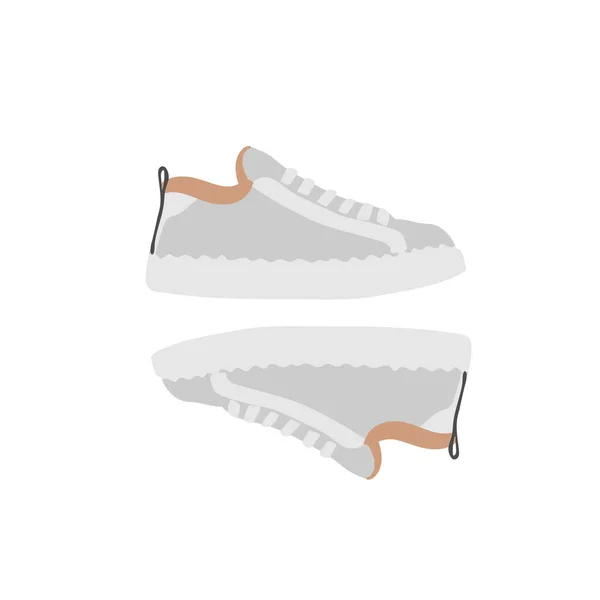 Baskets Blanches Style Plat Paire Chaussures Course — Image vectorielle