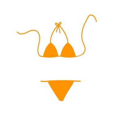 Kadınlar sarı mayo giyiyor. Bikini bikini mayosu. Yüzmek için kıyafet. İzole vektör illüstrasyonu