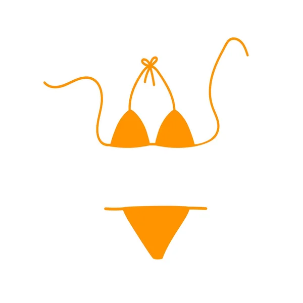 女性の黄色の水着 ビキニ水着を脱げ 水泳用の衣類 分離ベクトル図 — ストックベクタ