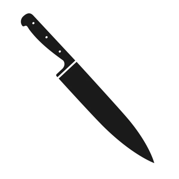 Design Ikony Kuchyňského Nože Kuchařský Nůž Černé Barvě Izolovaná Vektorová — Stockový vektor