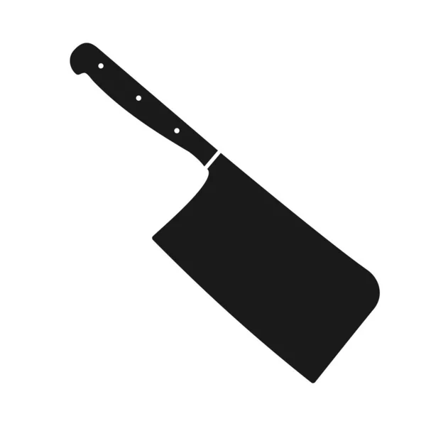 Černý Řeznický Nůž Kuchyňský Nůž Maso Design Ikon Izolovaná Vektorová — Stockový vektor